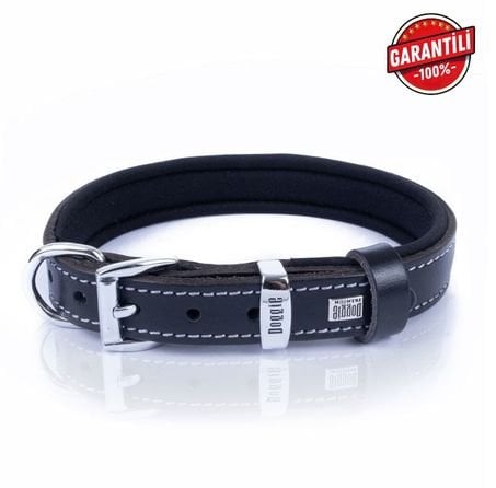 DOGGİE KONFOR DERİ NAZAR BONCUKLU BOYUN TASMASI SİYAH 2X30-35CM