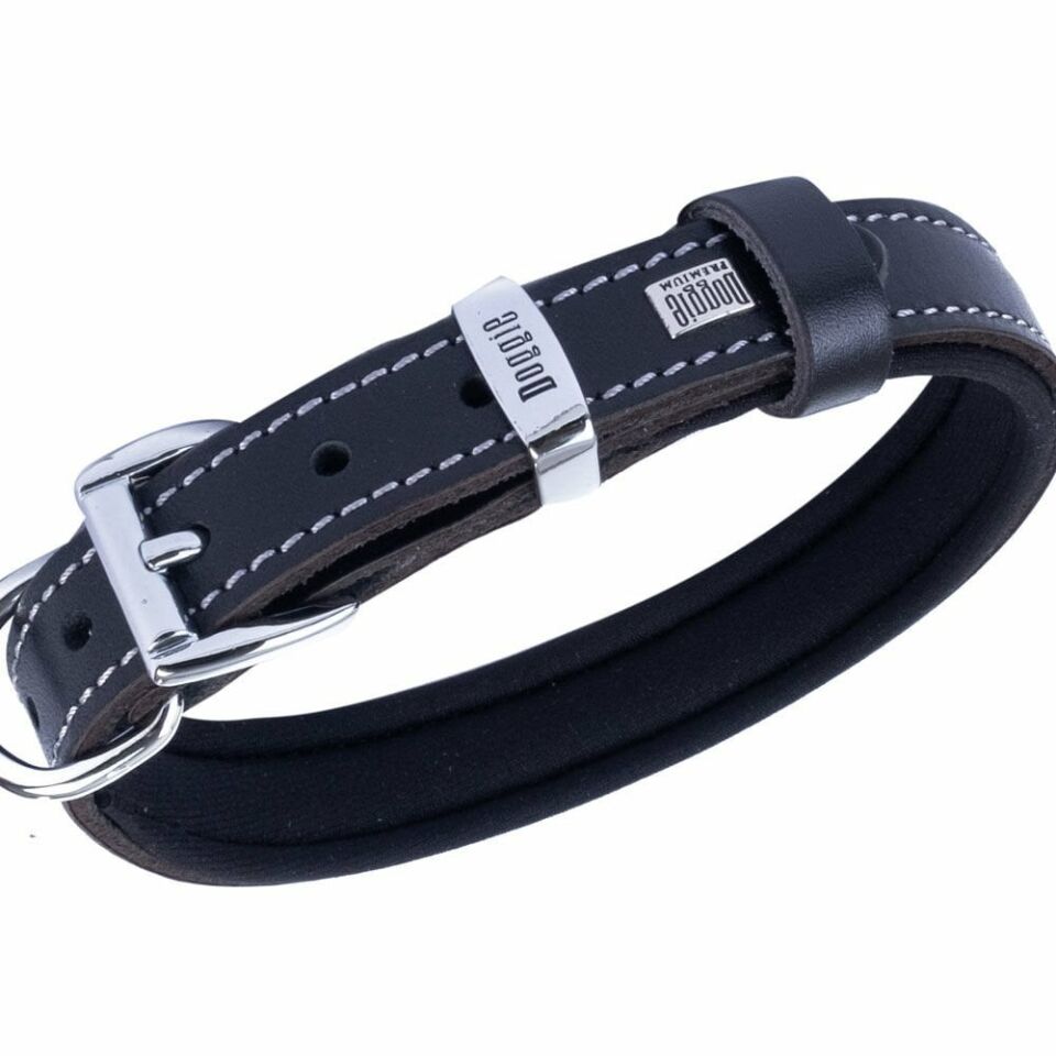DOGGİE KONFOR DERİ NAZAR BONCUKLU BOYUN TASMASI SİYAH 2X30-35CM