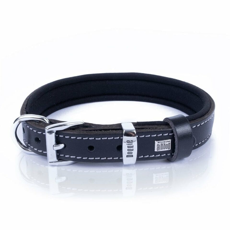 DOGGİE KONFOR DERİ NAZAR BONCUKLU BOYUN TASMASI SİYAH 2X30-35CM