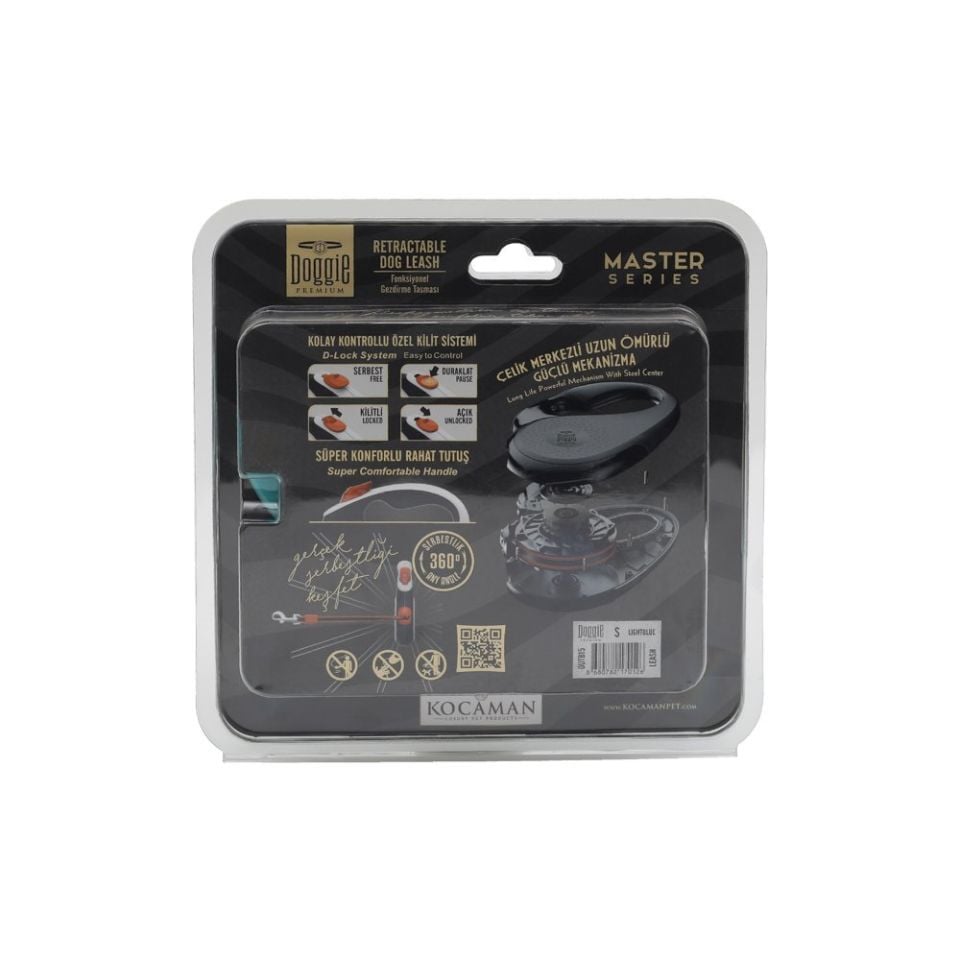 DOGGİE OTOMATİK UZATMA TASMASI MASTER SERİ MAVİ 15KG/5MT