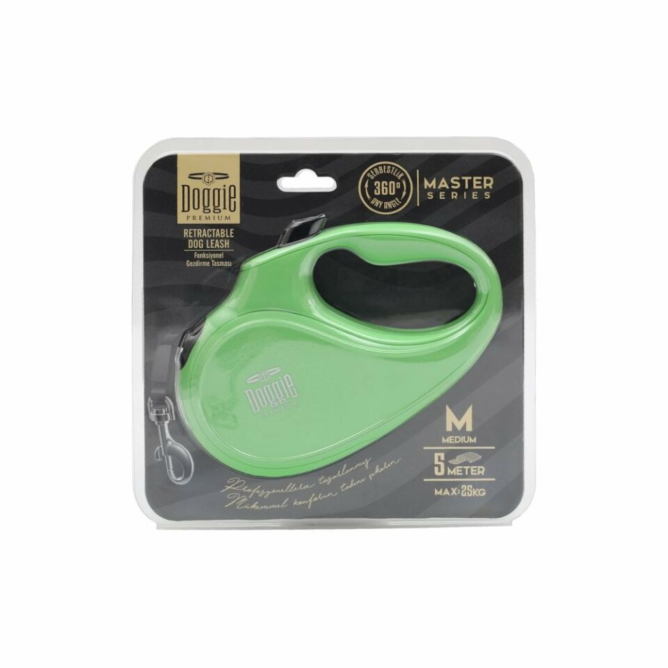 DOGGİE OTOMATİK UZATMA TASMASI MASTER SERİ YEŞİL 25KG/5MT
