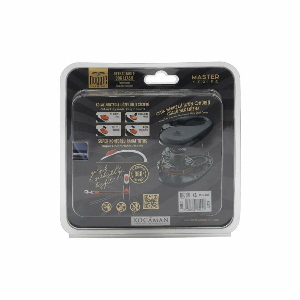 DOGGİE OTOMATİK UZATMA TASMASI MASTER SERİ ROYALMAVİ 12KG/3MT