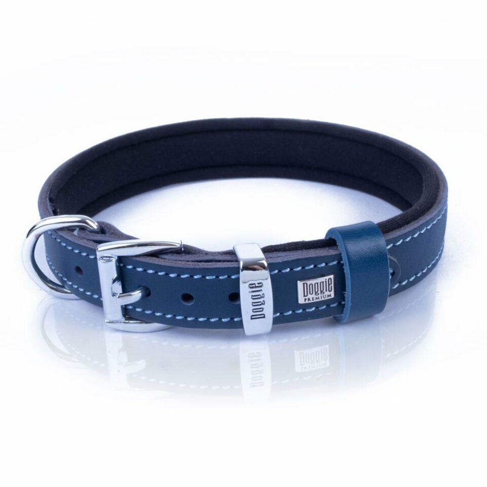 DOGGİE KONFOR DERİ PATİ DESENLİ BOYUN TASMASI ROYALMAVİ 2X35-40CM
