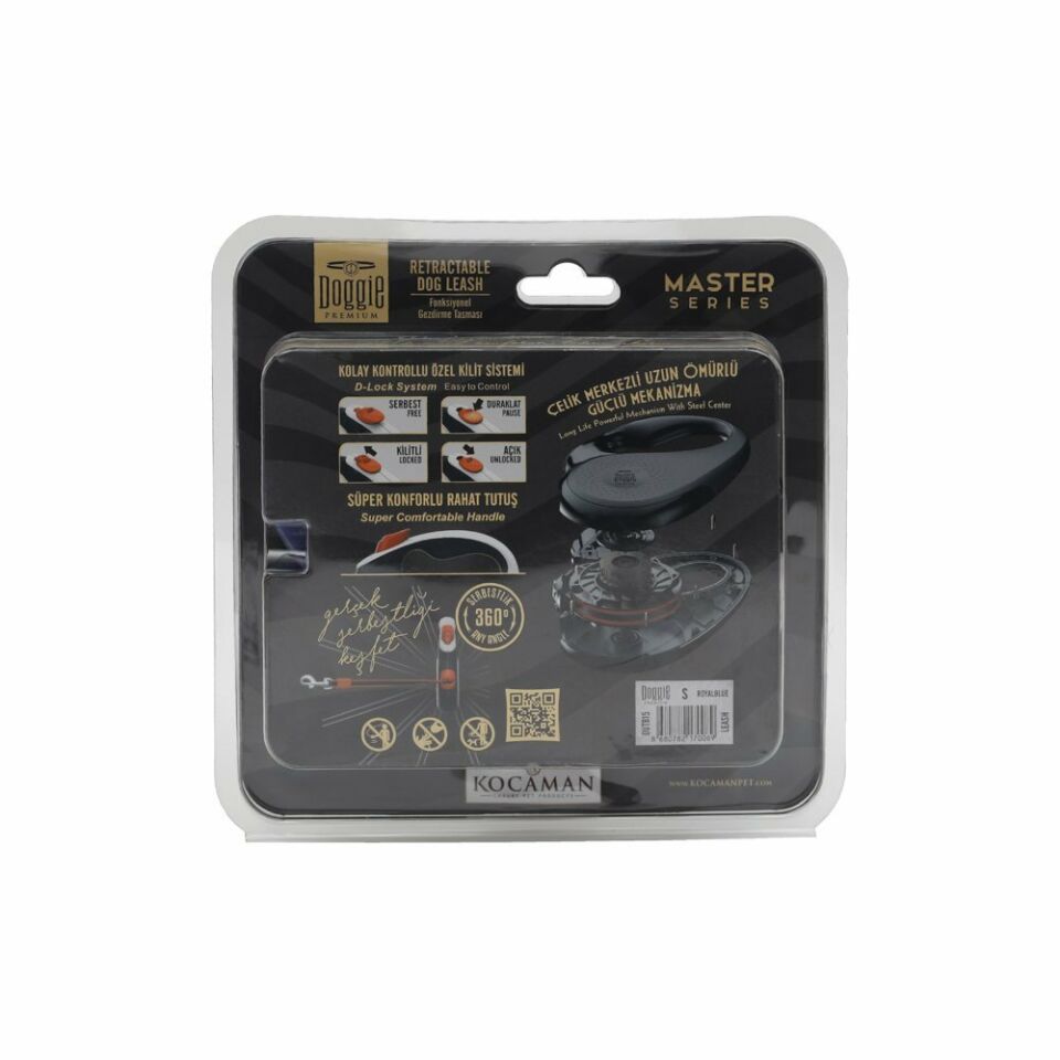 DOGGİE OTOMATİK UZATMA TASMASI MASTER SERİ ROYALMAVİ 15KG/5MT