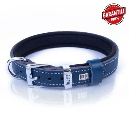 DOGGİE KONFOR DERİ PATİ DESENLİ BOYUN TASMASI ROYALMAVİ 3X42-50CM