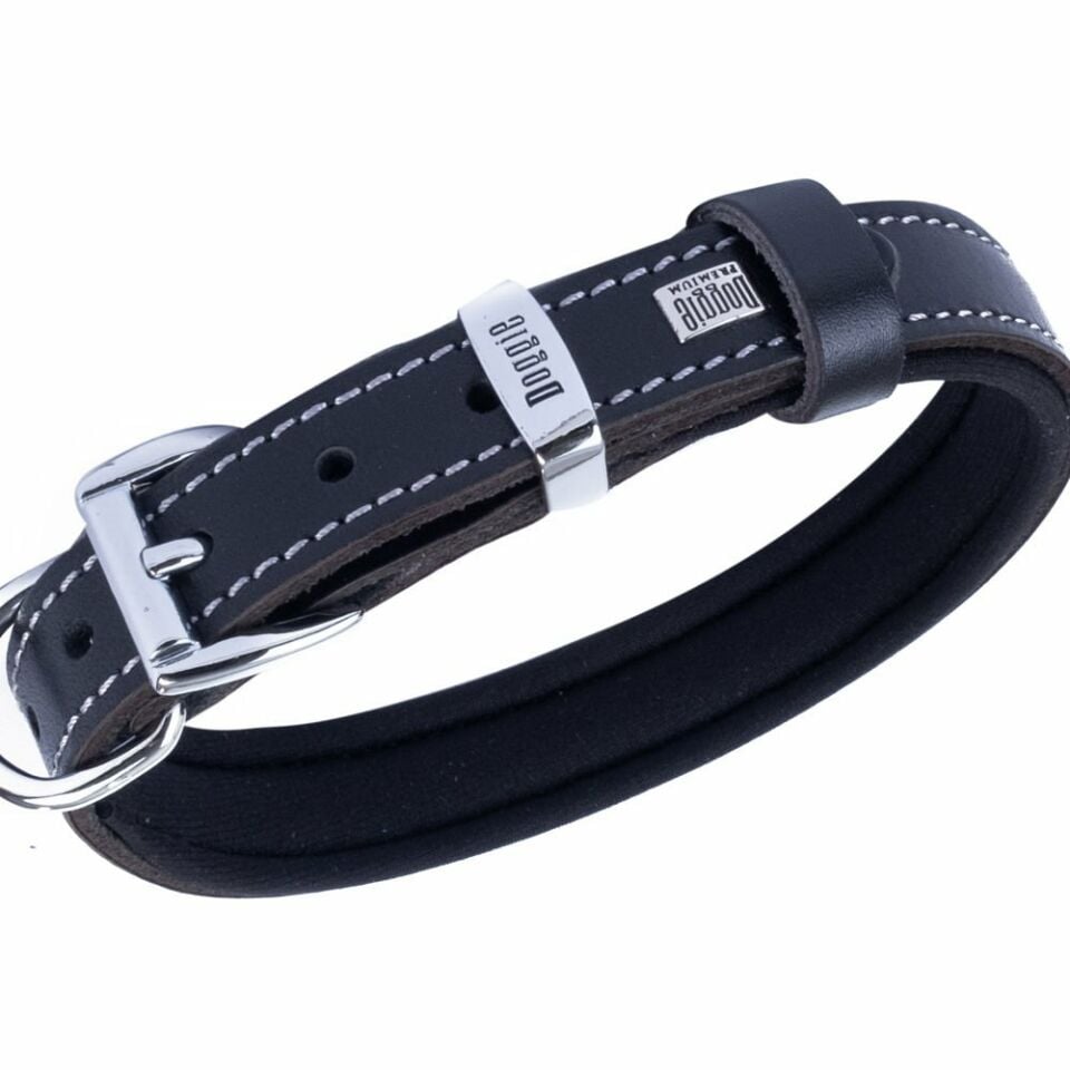 DOGGİE KONFOR DERİ PATİ DESENLİ BOYUN TASMASI SİYAH 2X35-40CM
