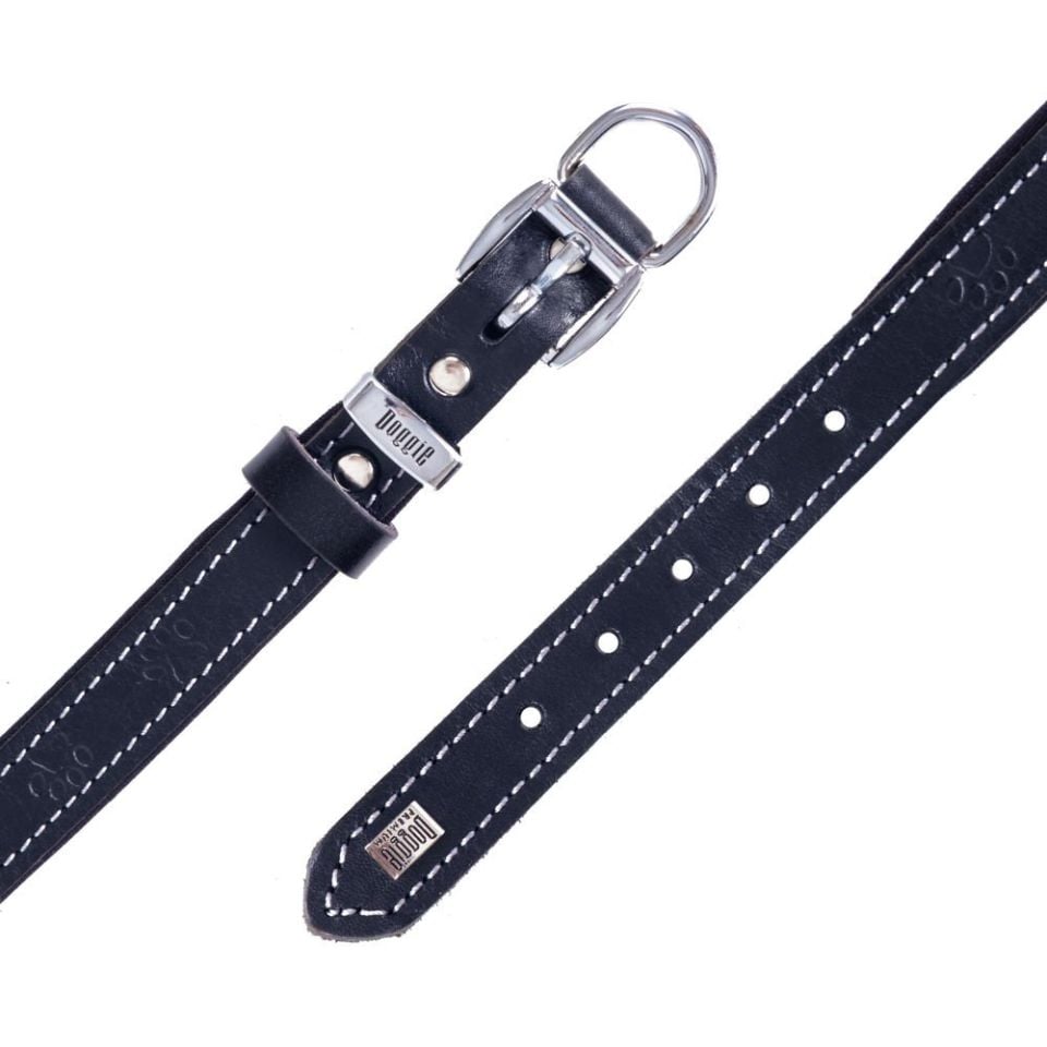 DOGGİE KONFOR DERİ PATİ DESENLİ BOYUN TASMASI SİYAH 2X35-40CM