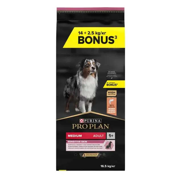Pro Plan Medium Sensitive Skin Somonlu Orta Irk Yetişkin Köpek Maması 16,5 Kg