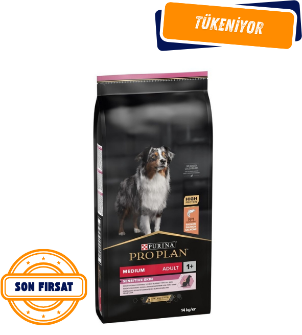 Pro Plan Medium Sensitive Skin Somonlu Orta Irk Yetişkin Köpek Maması 14 Kg