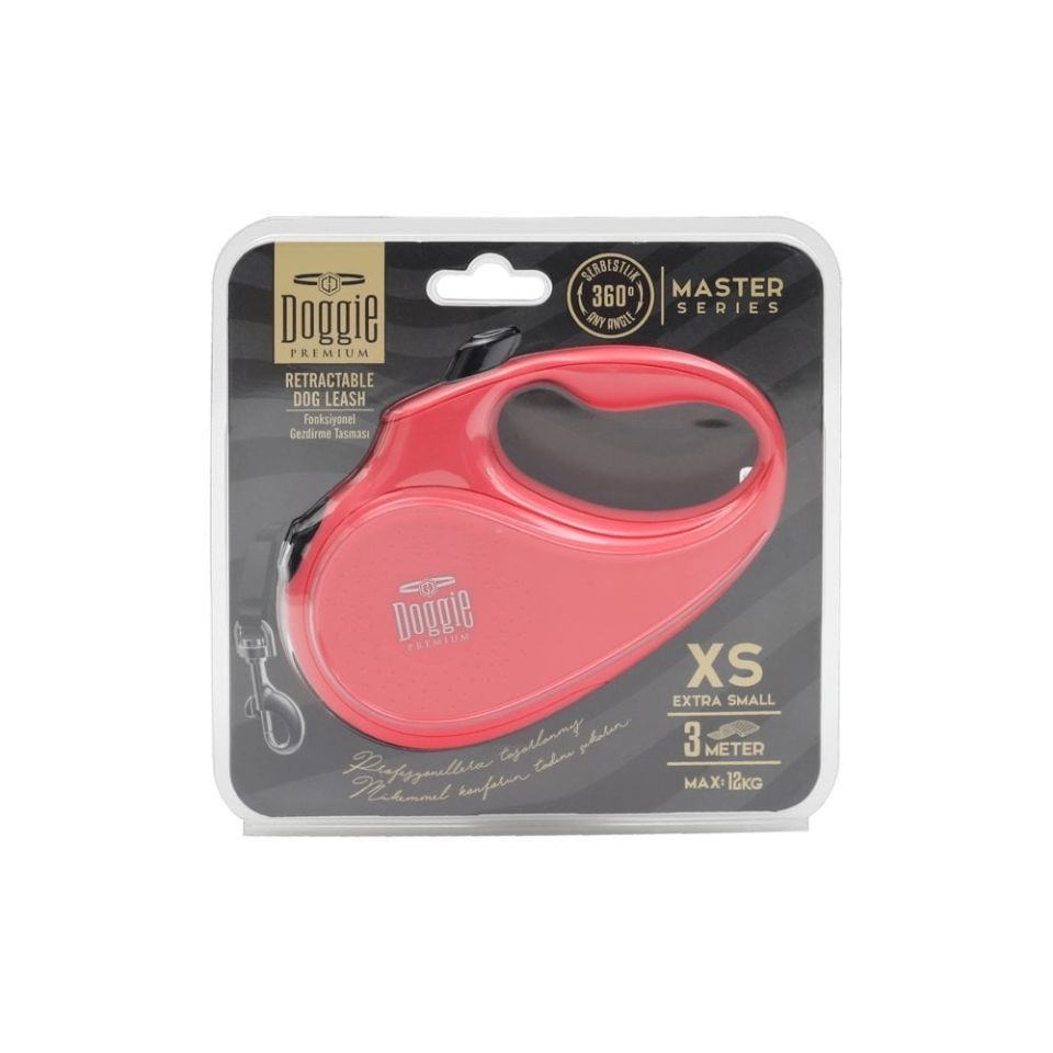DOGGİE OTOMATİK UZATMA TASMASI MASTER SERİ PEMBE 12KG/3MT