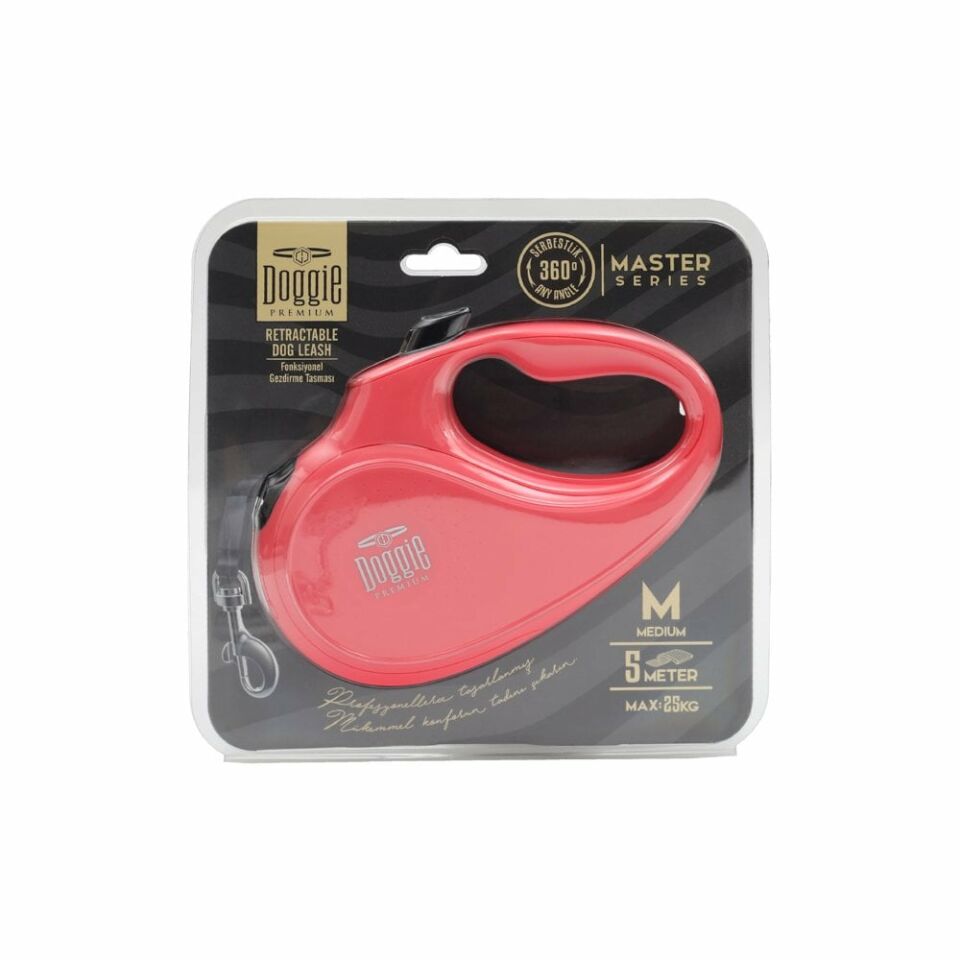 DOGGİE OTOMATİK UZATMA TASMASI MASTER SERİ PEMBE 25KG/5MT