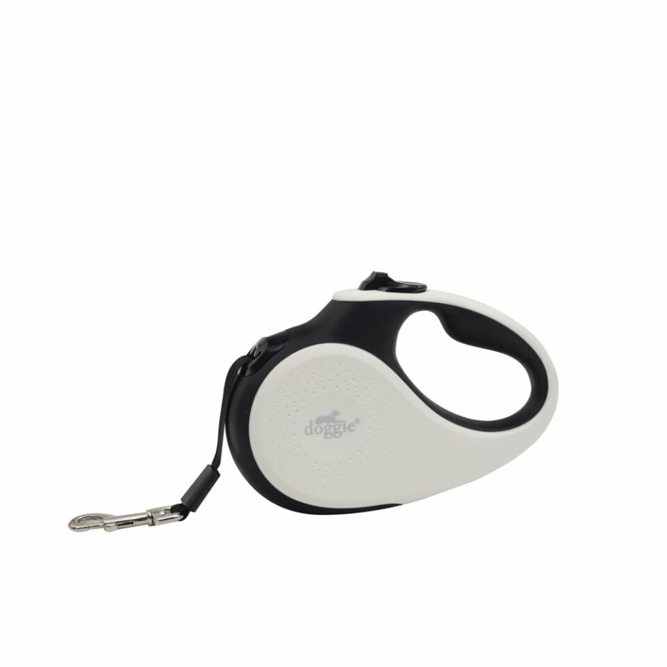 DOGGİE OTOMATİK UZATMA TASMASI SOFT SERİ BEYAZ 25KG/5MT