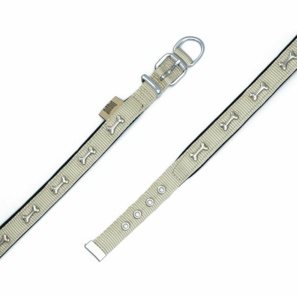 DOGGİE KONFOR DOKUMA KEMİKLİ BOYUN TASMASI HAKİ 2X30-35CM
