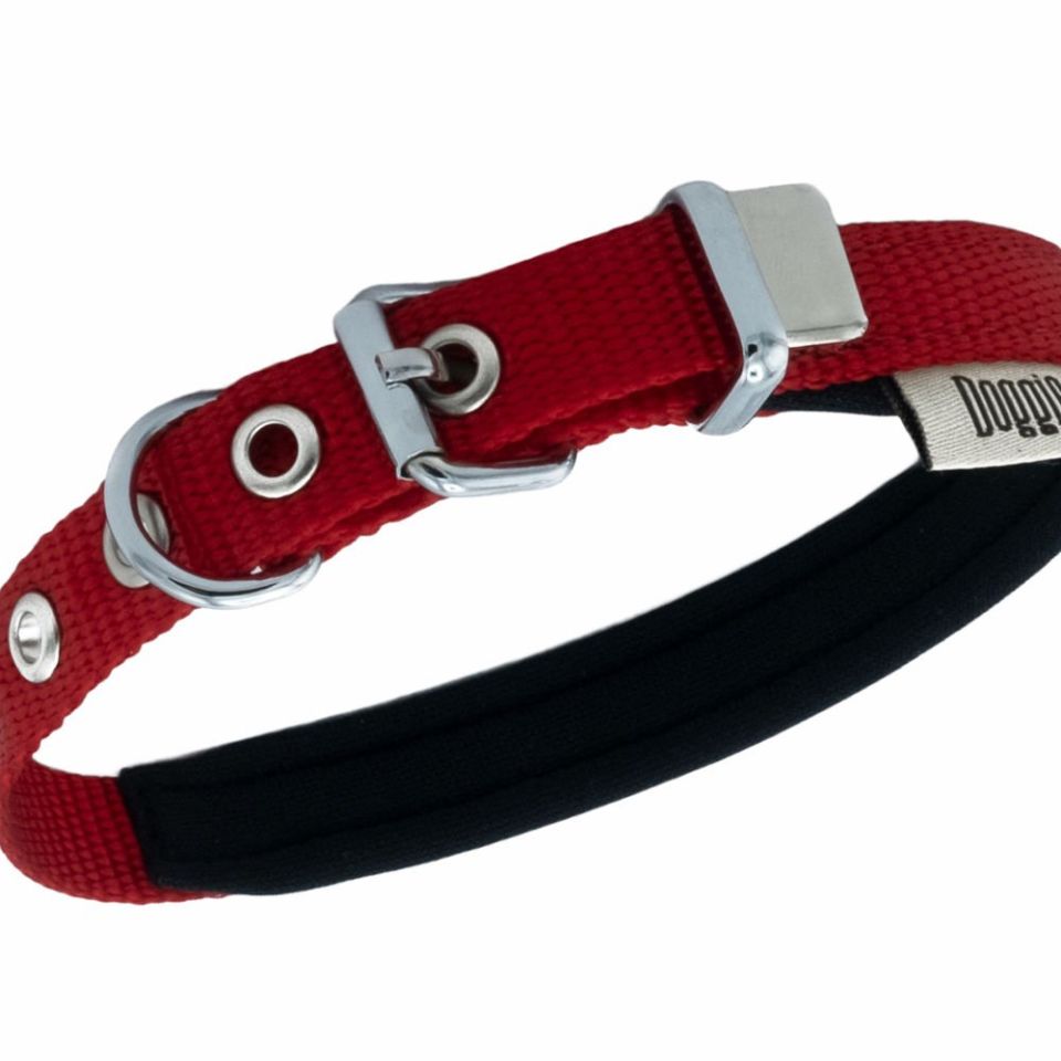 DOGGİE KONFOR DOKUMA BOYUN TASMASI KIRMIZI 1,5X20-25CM