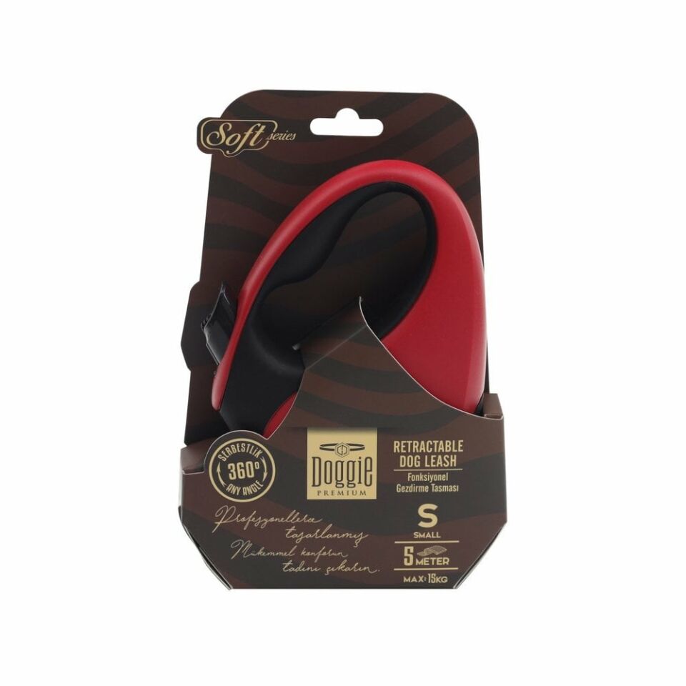 DOGGİE OTOMATİK UZATMA TASMASI SOFT SERİ KIRMIZI 15KG/5MT