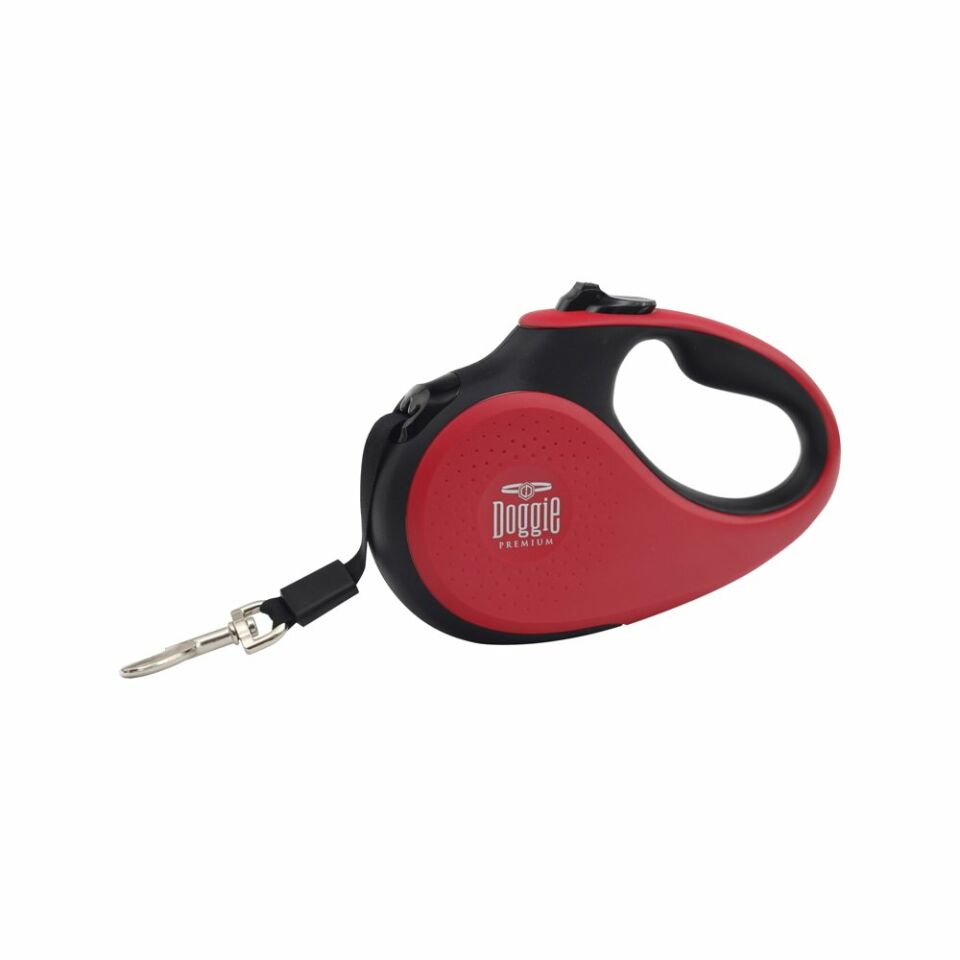 DOGGİE OTOMATİK UZATMA TASMASI SOFT SERİ KIRMIZI 15KG/5MT
