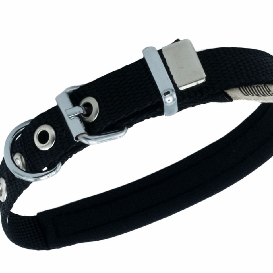 DOGGİE KONFOR DOKUMA BOYUN TASMASI SİYAH 1,5X20-25CM