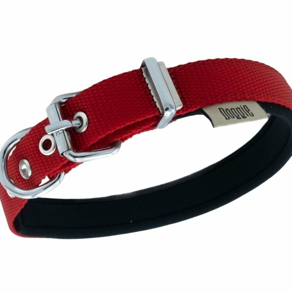DOGGİE KONFOR DOKUMA KEMİKLİ BOYUN TASMASI KIRMIZI 2X30-35CM