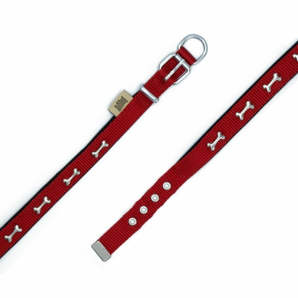 DOGGİE KONFOR DOKUMA KEMİKLİ BOYUN TASMASI KIRMIZI 2X30-35CM