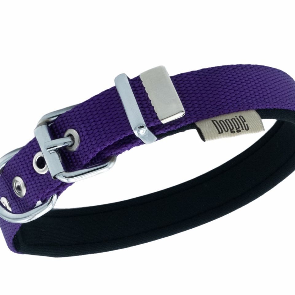 DOGGİE KONFOR DOKUMA KEMİKLİ BOYUN TASMASI MOR 2X30-35CM