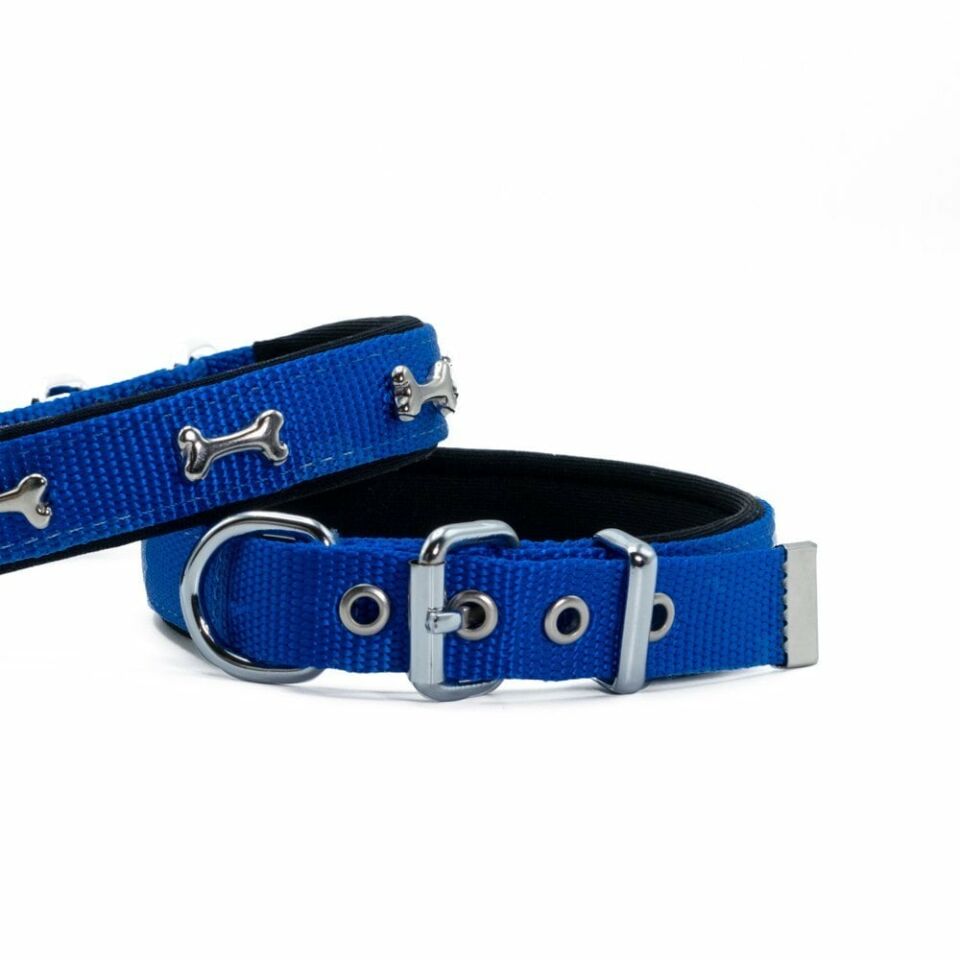 DOGGİE KONFOR DOKUMA KEMİKLİ BOYUN TASMASI ROYALMAVİ 2X30-35CM