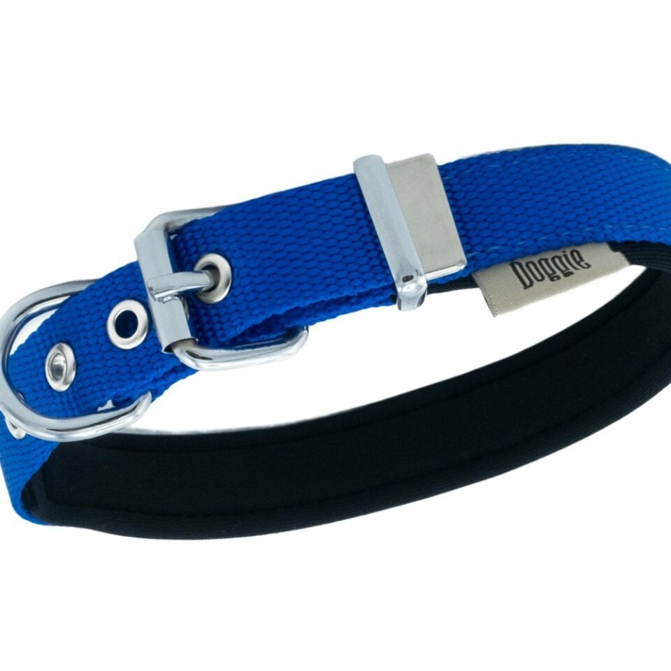 DOGGİE KONFOR DOKUMA KEMİKLİ BOYUN TASMASI ROYALMAVİ 2X30-35CM