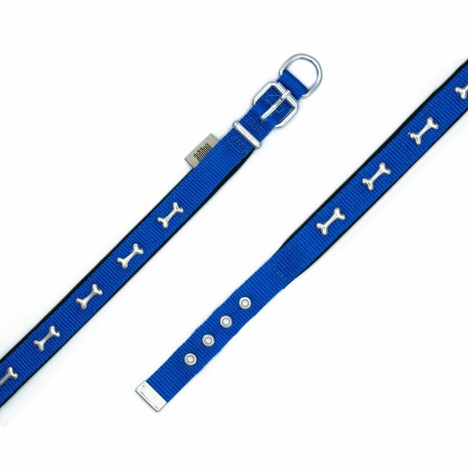 DOGGİE KONFOR DOKUMA KEMİKLİ BOYUN TASMASI ROYALMAVİ 2X30-35CM