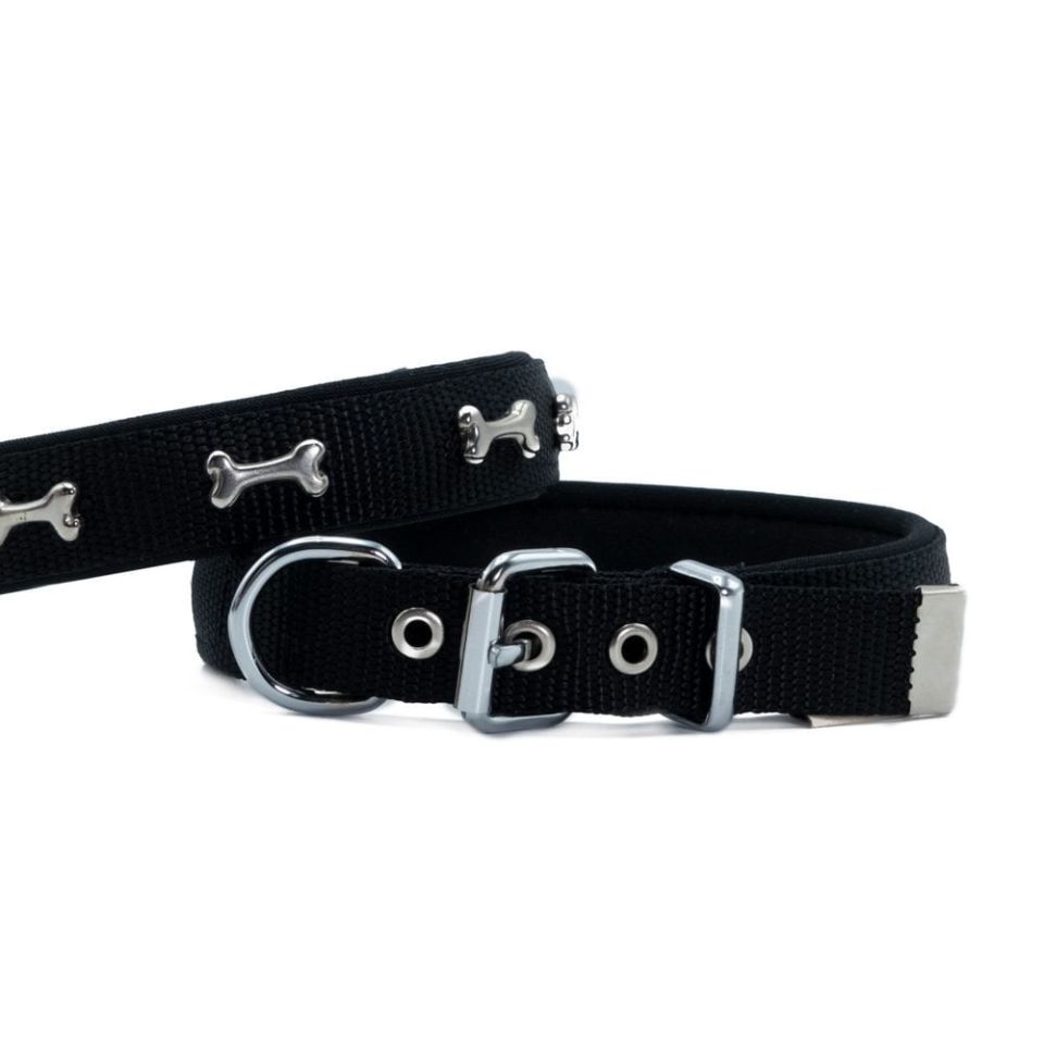 DOGGİE KONFOR DOKUMA KEMİKLİ BOYUN TASMASI SİYAH 2X30-35CM