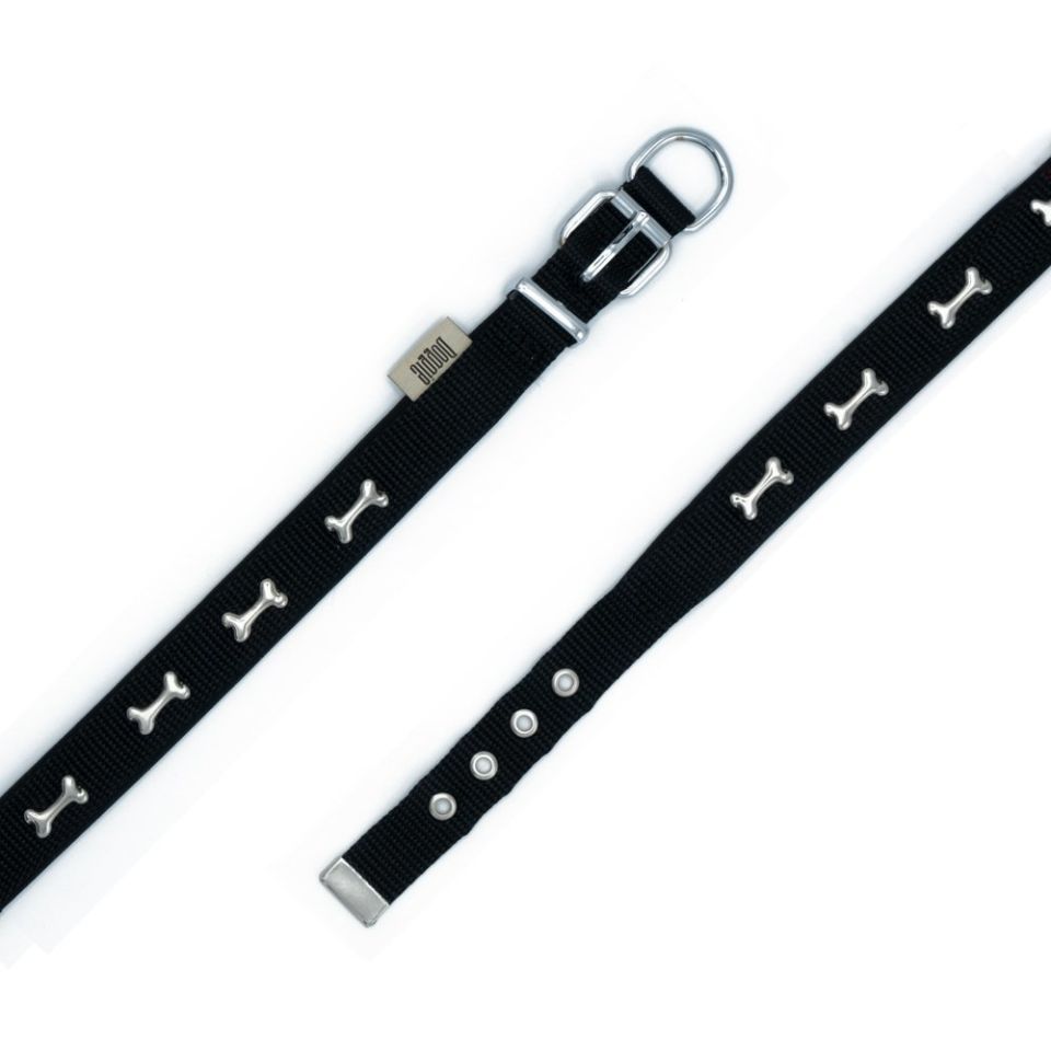DOGGİE KONFOR DOKUMA KEMİKLİ BOYUN TASMASI SİYAH 2X30-35CM