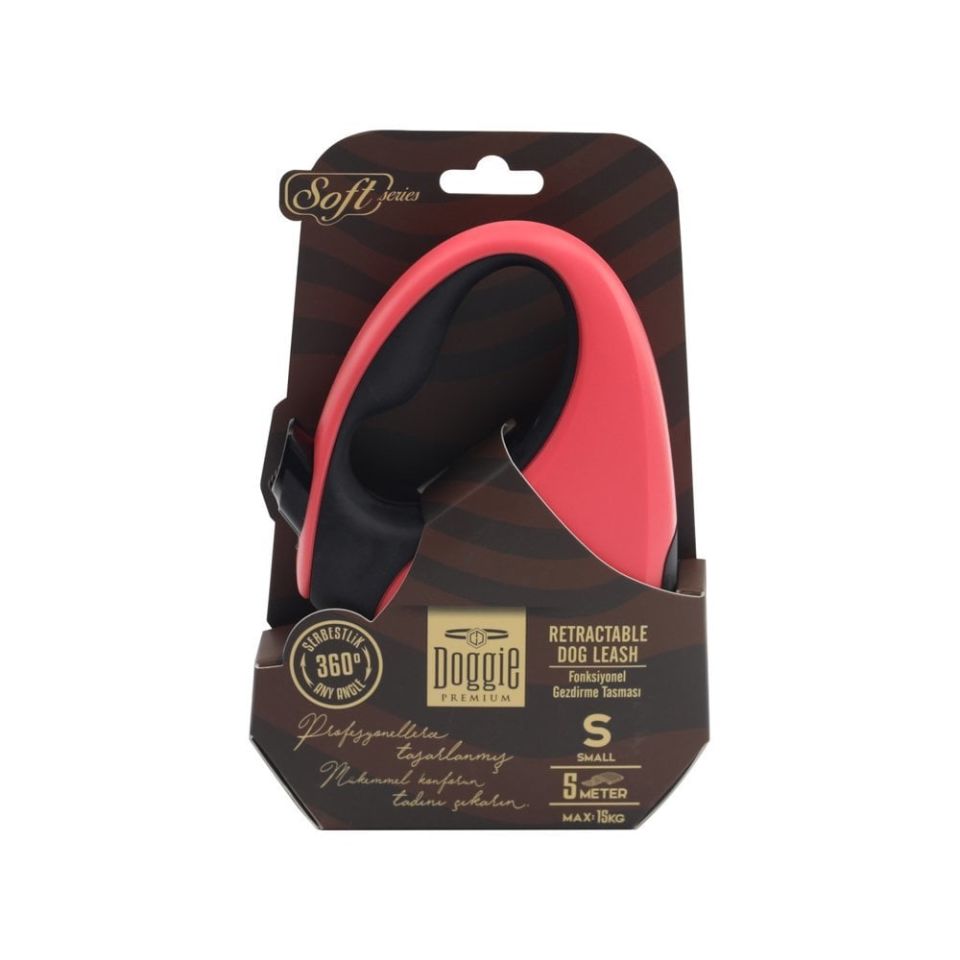 DOGGİE OTOMATİK UZATMA TASMASI SOFT SERİ PEMBE 15KG/5MT