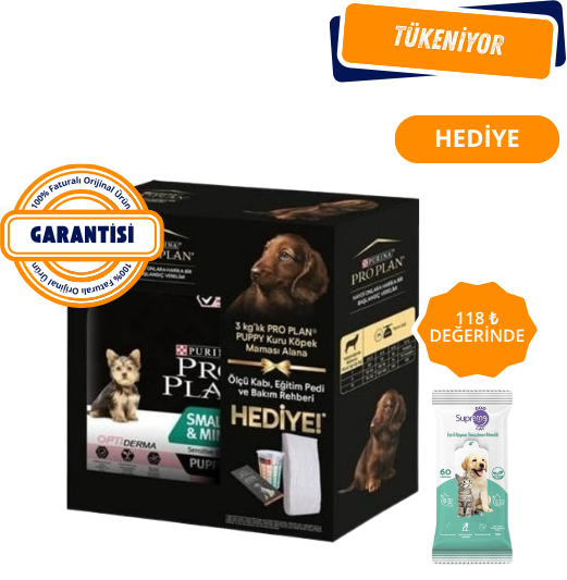 Pro Plan Puppy Small Mini Somonlu Küçük Irk Yavru Köpek Maması 3Kg (Eğitim Pedi ve Mama Ölçüm Kabı Hediyeli)