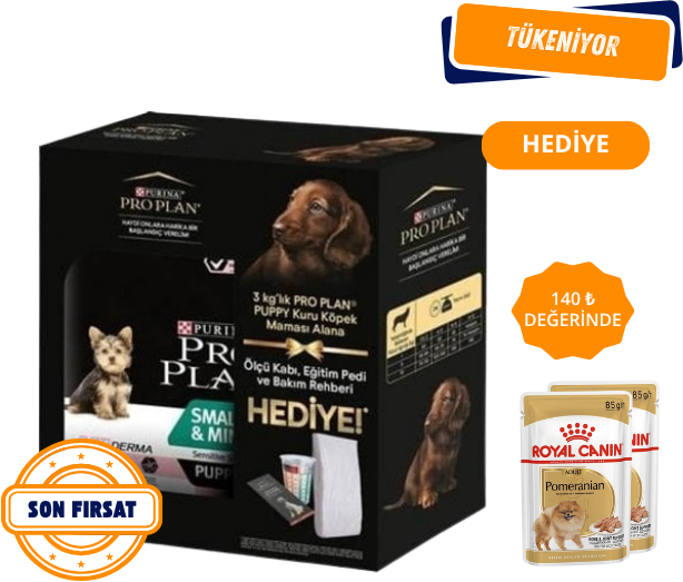 Pro Plan Puppy Small Mini Somonlu Küçük Irk Yavru Köpek Maması 3Kg (Eğitim Pedi ve Mama Ölçüm Kabı Hediyeli)