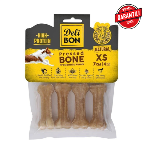 DELİBON DERİ PRES KEMİK 7CM XS BOY 4LÜ PAKET NATUREL 7CMX4AD.