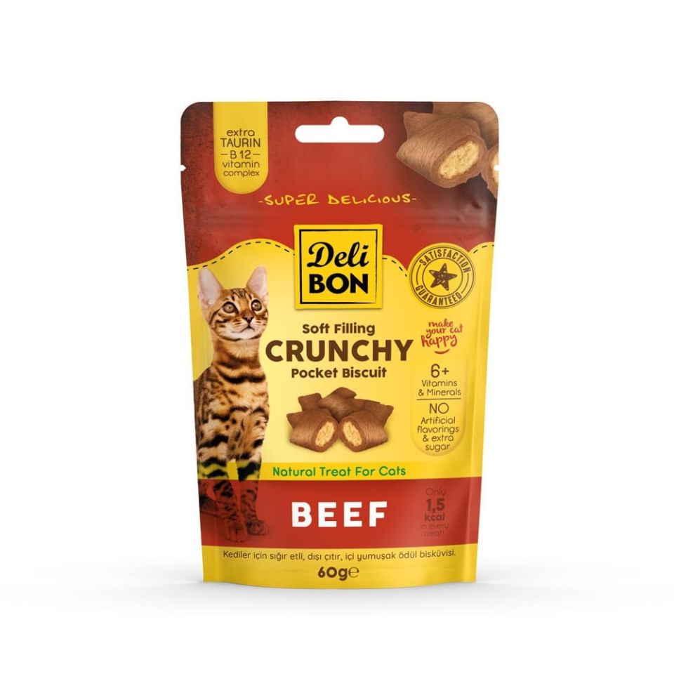 Delibon Cruncy İçi Dolgulu Ödül Bisküvisi Sığır etli 60gr