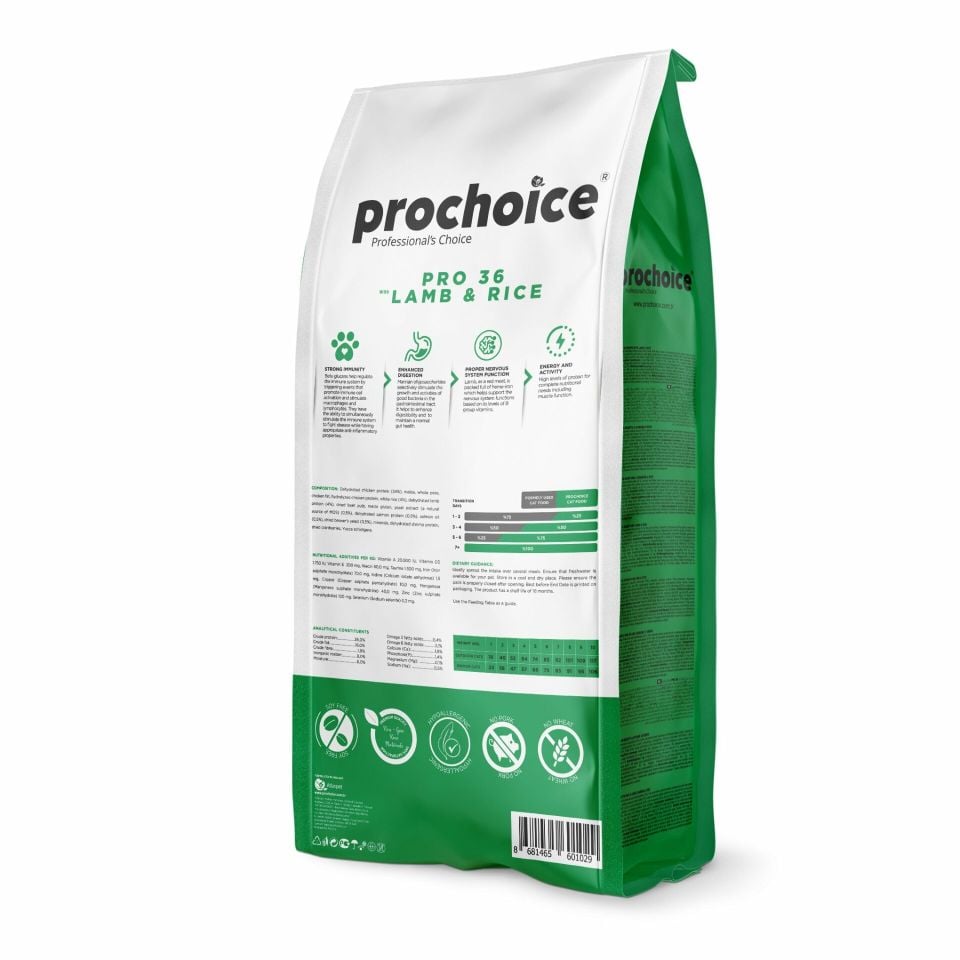 Prochoice Pro 36 Kuzu Etli ve Pirinçli Düşük Tahıllı Yetişkin Kedi Maması 15 Kg