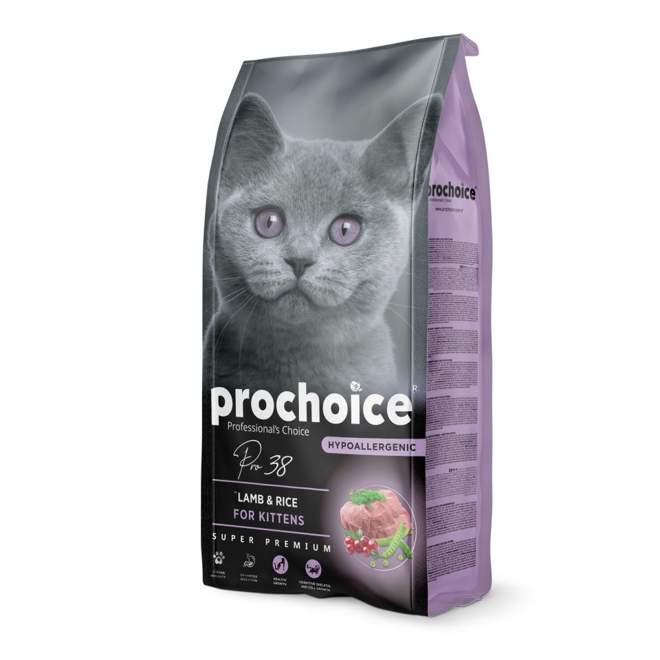 Prochoice 38 Hypo-Allergenic Kuzu Etli ve Pirinçli Düşük Tahıllı Yavru Kedi Maması 15 Kg