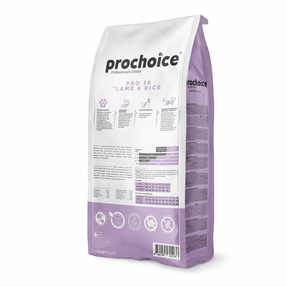 Prochoice 38 Hypo-Allergenic Kuzu Etli ve Pirinçli Düşük Tahıllı Yavru Kedi Maması 15 Kg