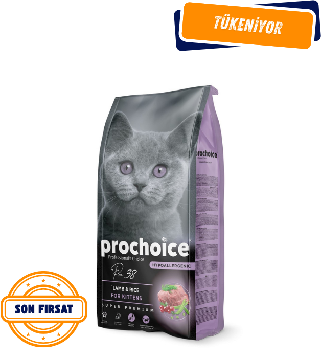 Prochoice 38 Hypo-Allergenic Kuzu Etli ve Pirinçli Düşük Tahıllı Yavru Kedi Maması 15 Kg