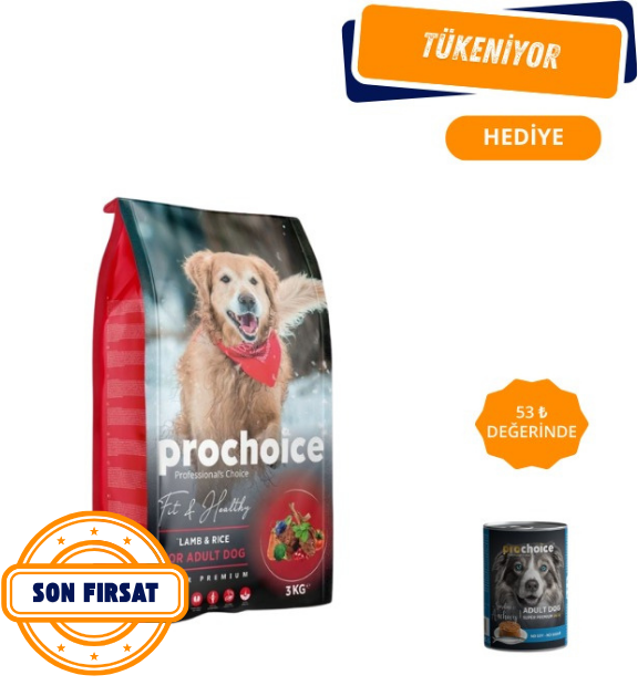 Prochoice Fit & Healthy Kuzu Etli ve Pirinçli Yetişkin Köpek Maması 3 Kg