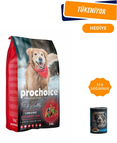 Prochoice Fit & Healthy Kuzu Etli ve Pirinçli Yetişkin Köpek Maması 3 Kg