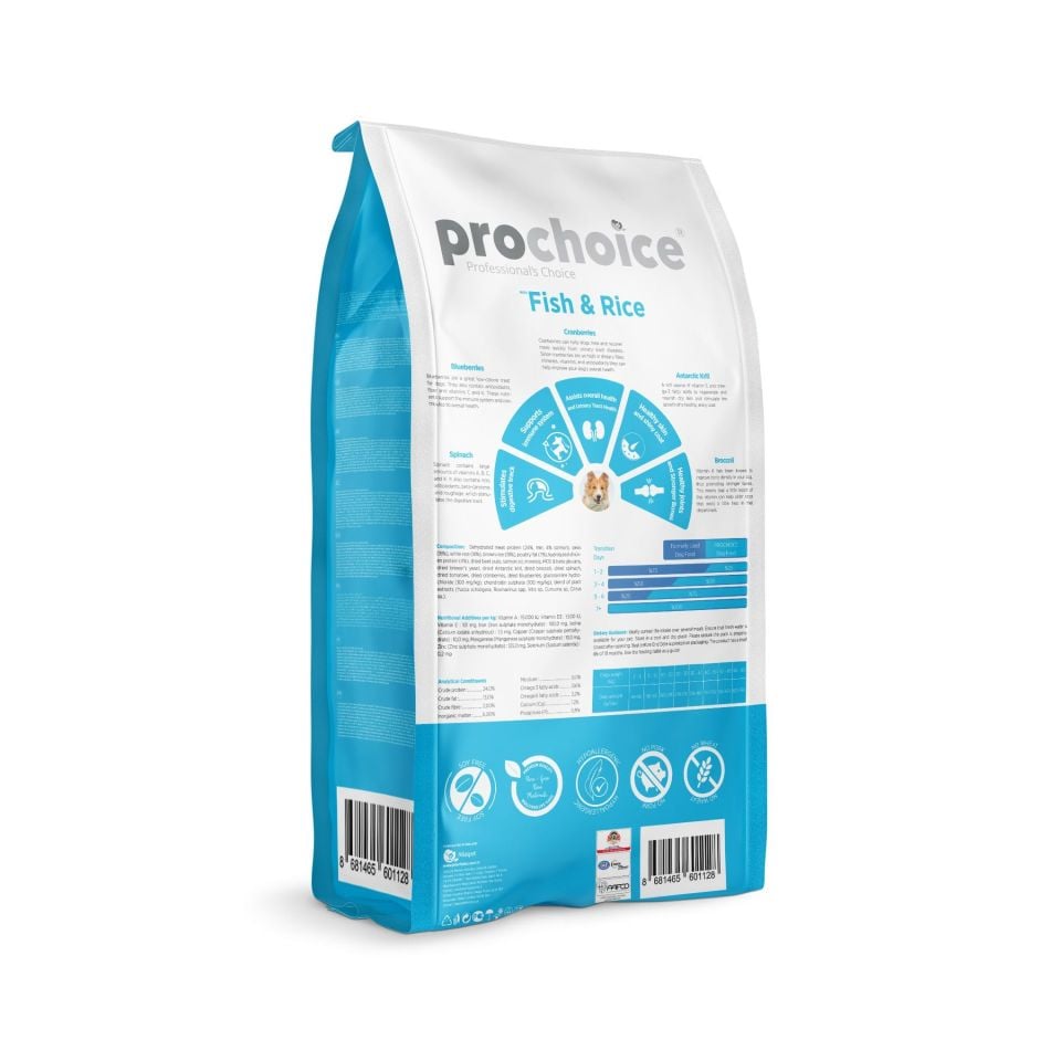 Prochoice Sensitive Skin Balık ve Pirinçli Hassas Köpekler için Yetişkin Köpek Maması 3 Kg