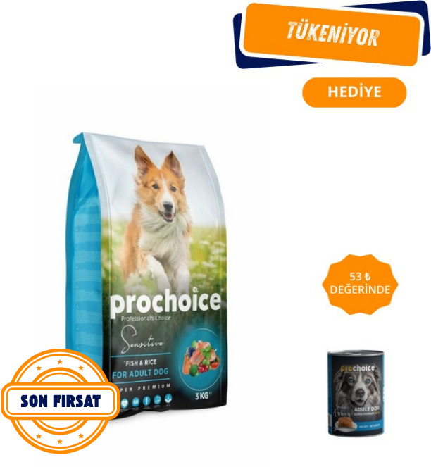 Prochoice Sensitive Skin Balık ve Pirinçli Hassas Köpekler için Yetişkin Köpek Maması 3 Kg