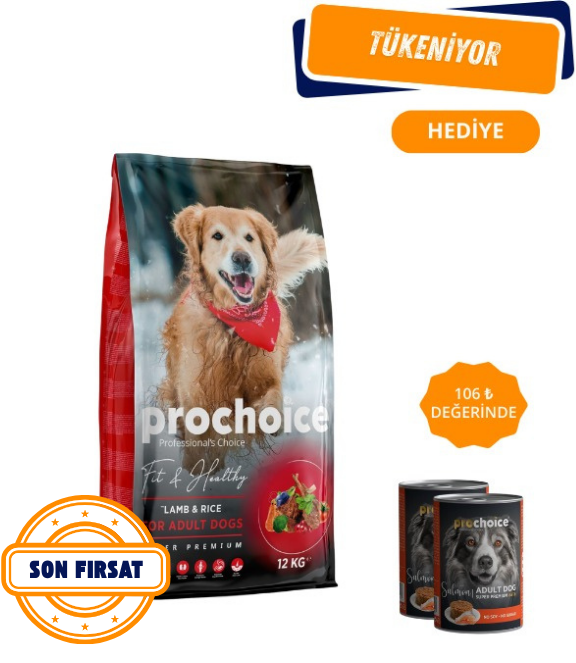Prochoice Fit & Healthy Kuzu Etli ve Pirinçli Yetişkin Köpek Maması 12 Kg