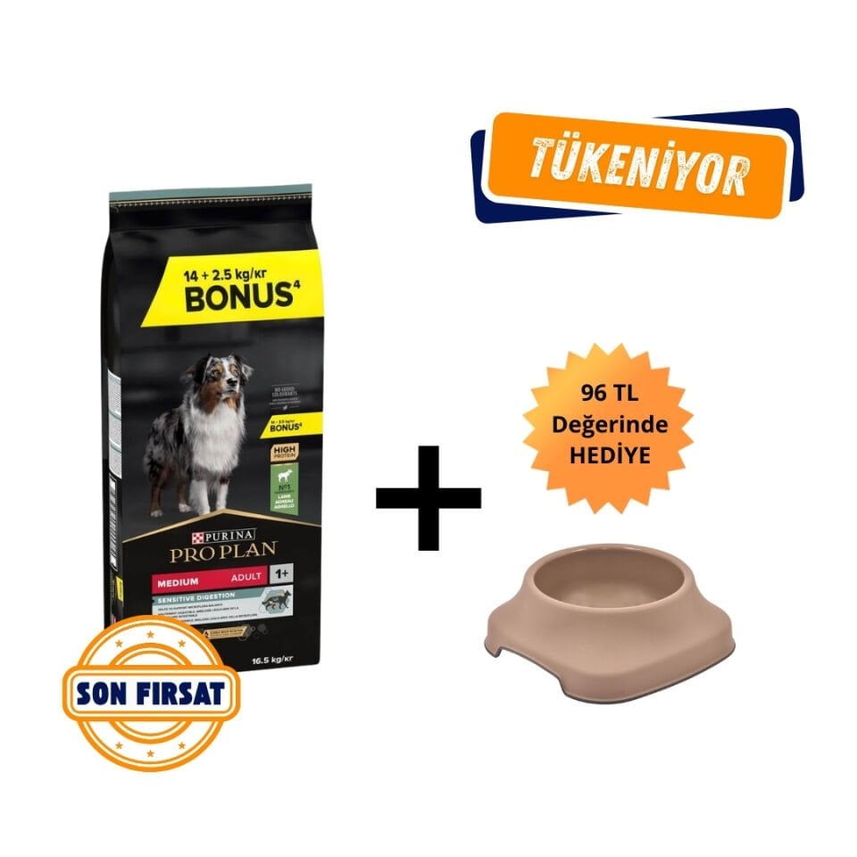 Pro Plan Kuzu Etli Yetişkin Köpek Maması Medium Sensitive 16,5 Kg