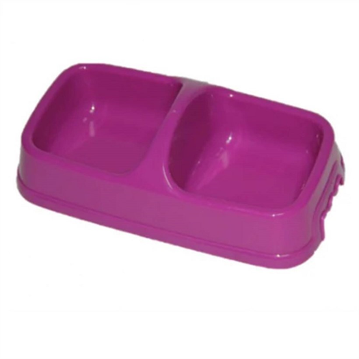 Pet Style İkili Plastik Büyük Mama ve Su Kabı Pembe