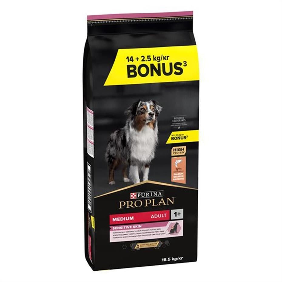 Pro Plan Medium Sensitive Skin Somonlu Orta Irk Yetişkin Köpek Maması 16,5 Kg