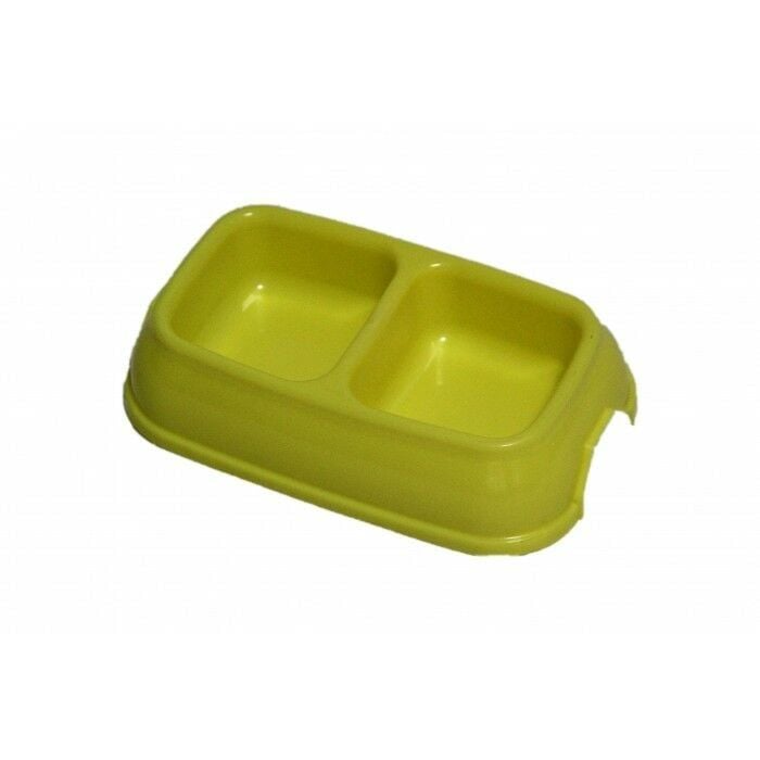 Pet Style İkili Plastik Küçük Mama ve Su Kabı Sarı