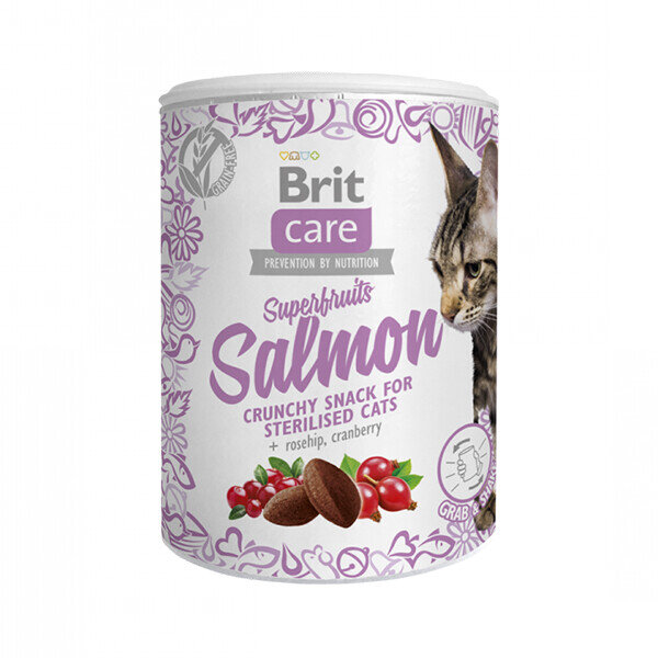 Brit Care Superfruits Somonlu ve Kızılcıklı Kıtır Kısırlaştırılmış Kedi Ödül Maması 100 Gr