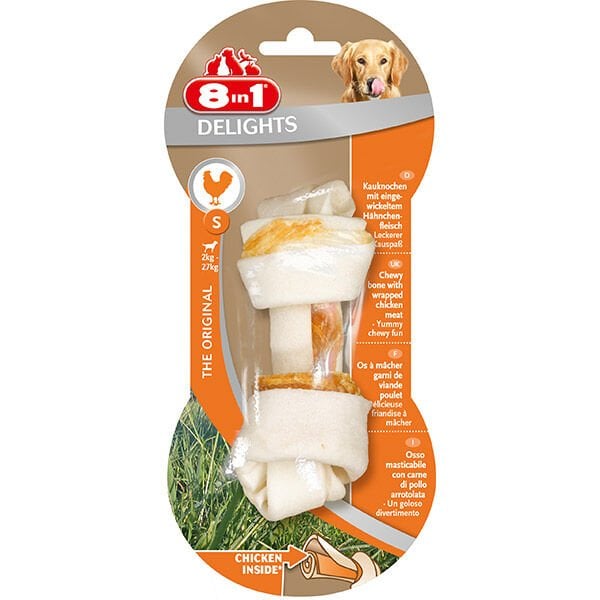 8in1 Delights Bones Tavuklu Düğümlü Tartar Önleyici Köpek Ağız Bakım Kemiği 35 Gr 10cm (S)