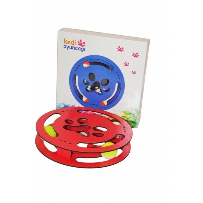 Pet Style Üç Plastik Toplu Yuvarlak Ahşap Kedi Oyuncağı